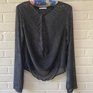 Zara Black Keyhole Long Sleeve Blouse